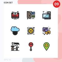 Universal Icon Symbols Group of 9 Modern Filledline Flat Colors of hunting protection page private monitor Editable Vector Design Elements