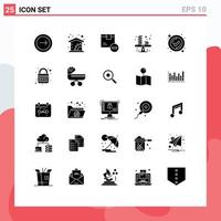 Modern Set of 25 Solid Glyphs Pictograph of coins money box business logistic Editable Vector Design Elements