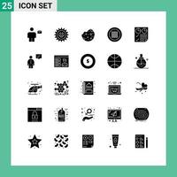 25 Universal Solid Glyph Signs Symbols of streamline layout web design grid dessert Editable Vector Design Elements