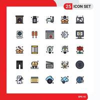 Filled line Flat Color Pack of 25 Universal Symbols of legal internet hobby court gear Editable Vector Design Elements