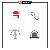 Flat Icon Pack of 4 Universal Symbols of christmas hat tool hyperlink web link luggage Editable Vector Design Elements