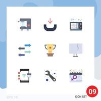 9 Universal Flat Color Signs Symbols of reward price heart beat award traffic Editable Vector Design Elements