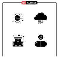 4 Universal Solid Glyph Signs Symbols of dna education cloud hosting drug Editable Vector Design Elements