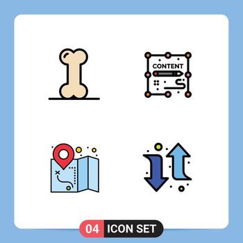 4 Thematic Vector Filledline Flat Colors and Editable Symbols of anatomy location joints duplicate arrow Editable Vector Design Elements