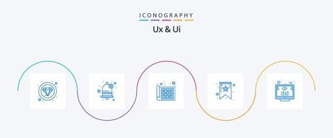 paquete de iconos ux y ui blue 5 que incluye . desarrollo. red. código. favorito vector