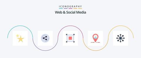 paquete de 5 iconos planos de web y redes sociales que incluye . Cuota. esquina. servidor. usuario vector