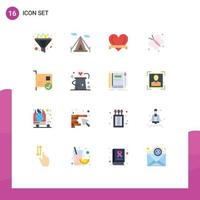 Group of 16 Flat Colors Signs and Symbols for hardware connected romantic computers beauty Editable Pack of Creative Vector Design Elements