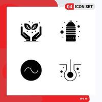 User Interface Pack of 4 Basic Solid Glyphs of green wave drink sport hair biology Editable Vector Design Elements