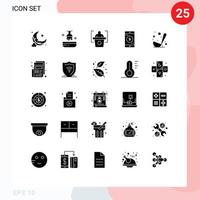 25 iconos creativos, signos y símbolos modernos de presentación de comida en cucharón, aplicación móvil de cocina, elementos de diseño vectorial editables vector