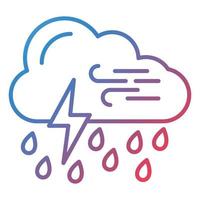 icono de gradiente de línea de lluvia intensa vector