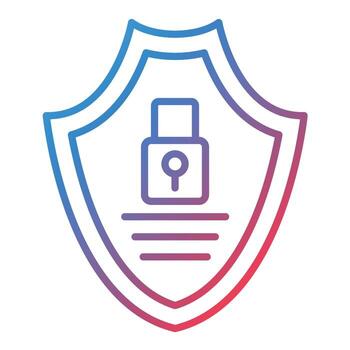 icono de gradiente de línea de escudo de seguridad vector