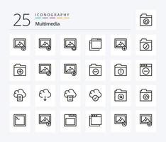 Multimedia 25 Line icon pack including edit. folder. download. add. folder vector