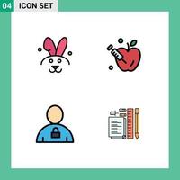 paquete de iconos de vector de stock de 4 signos y símbolos de línea para bynny bloqueado apple avatar elementos de diseño de vector editables estacionarios