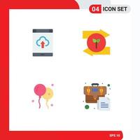 Universal Icon Symbols Group of 4 Modern Flat Icons of app bloon storage left nature Editable Vector Design Elements