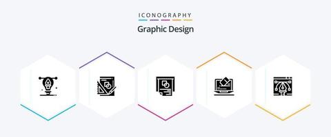 Graphic Design 25 Glyph icon pack including data . mathematics . success. layout vector