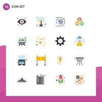 16 User Interface Flat Color Pack of modern Signs and Symbols of circle gang sharing staff disruptive Editable Pack of Creative Vector Design Elements