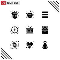 Modern Set of 9 Solid Glyphs and symbols such as beach irish task instrument target Editable Vector Design Elements