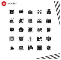 25 User Interface Solid Glyph Pack of modern Signs and Symbols of email data computer folder exchange Editable Vector Design Elements