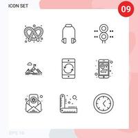 User Interface Pack of 9 Basic Outlines of mission business sign aim transportation Editable Vector Design Elements