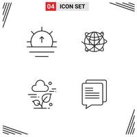 4 Universal Line Signs Symbols of nature resources weather data plant Editable Vector Design Elements