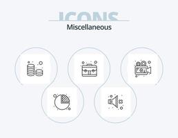 paquete de iconos de línea miscelánea 5 diseño de iconos. imágenes agregar. recibo. cuenta vector