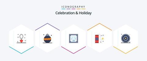 Celebration and Holiday 25 Flat icon pack including firework. celebration. holiday. carnival. invitation vector