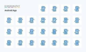 paquete de iconos azules de 25 aplicaciones android vector