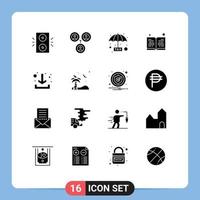 Set of 16 Modern UI Icons Symbols Signs for ramadan arrow payable download education Editable Vector Design Elements