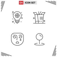 Pack of 4 creative Filledline Flat Colors of innovation location food face pointer Editable Vector Design Elements