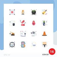 16 Universal Flat Color Signs Symbols of computer violin idea music holiday Editable Pack of Creative Vector Design Elements