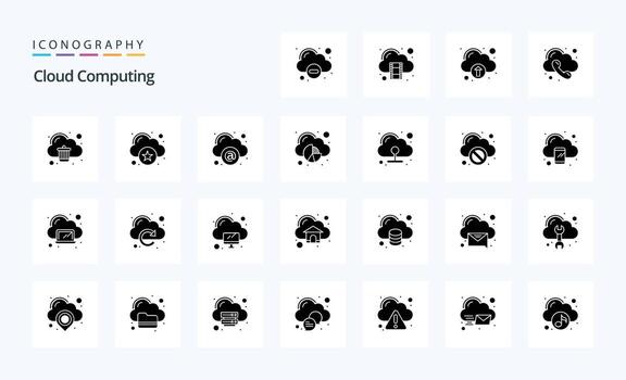 25 Cloud Computing Solid Glyph icon pack vector