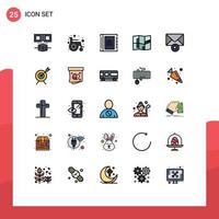 Set of 25 Modern UI Icons Symbols Signs for target message contact mail map Editable Vector Design Elements