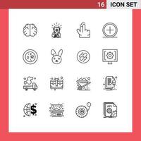 Modern Set of 16 Outlines and symbols such as plus create trophy circle touch Editable Vector Design Elements