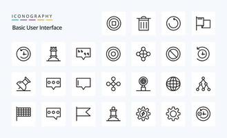 25 Basic Line icon pack vector