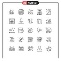 Stock Vector Icon Pack of 25 Line Signs and Symbols for celebration scales chemistry scale implementation Editable Vector Design Elements