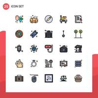 conjunto de 25 iconos modernos de la interfaz de usuario signos de símbolos para archivos de red que limpian la bandera de transporte elementos de diseño vectorial editables vector