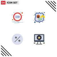 Editable Vector Line Pack of 4 Simple Flat Icons of battery percent notification seo design Editable Vector Design Elements