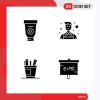 Pack of 4 Modern Solid Glyphs Signs and Symbols for Web Print Media such as cream office mechanic wall supplies Editable Vector Design Elements