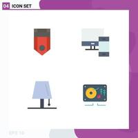 Pack of 4 Modern Flat Icons Signs and Symbols for Web Print Media such as badge phone rank devices interior Editable Vector Design Elements