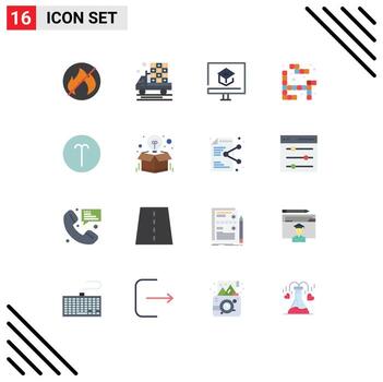 Modern Set of 16 Flat Colors and symbols such as symbolism aries knowledge play tetris Editable Pack of Creative Vector Design Elements