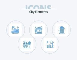 City Elements Blue Icon Pack 5 Icon Design. box. light. city bus terminal. bus vector