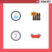 4 Thematic Vector Flat Icons and Editable Symbols of disc arrow fence sale interface Editable Vector Design Elements