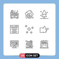 Pictogram Set of 9 Simple Outlines of marketing business lock advertising spruce Editable Vector Design Elements