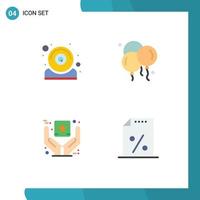 Set of 4 Modern UI Icons Symbols Signs for computer branding webcam father goods Editable Vector Design Elements