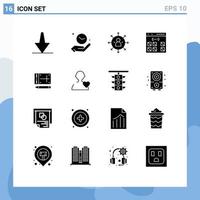 Set of 16 Vector Solid Glyphs on Grid for mobile development arrows develop app Editable Vector Design Elements