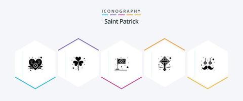 Saint Patrick 25 Glyph icon pack including facial hair. irish. day. ireland. saint vector