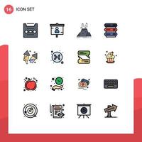 Modern Set of 16 Flat Color Filled Lines and symbols such as storage data seo computing alert Editable Creative Vector Design Elements