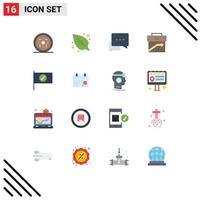 User Interface Pack of 16 Basic Flat Colors of sign checked messages marketing corporate Editable Pack of Creative Vector Design Elements