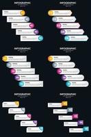 plantilla de diapositiva de presentación del paquete de infografías vectoriales 6 diagramas de ciclo de 5 pasos y líneas de tiempo vector