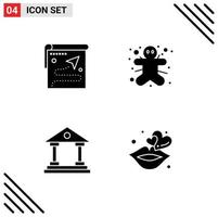 Set of 4 Modern UI Icons Symbols Signs for map bank destination ginger court Editable Vector Design Elements